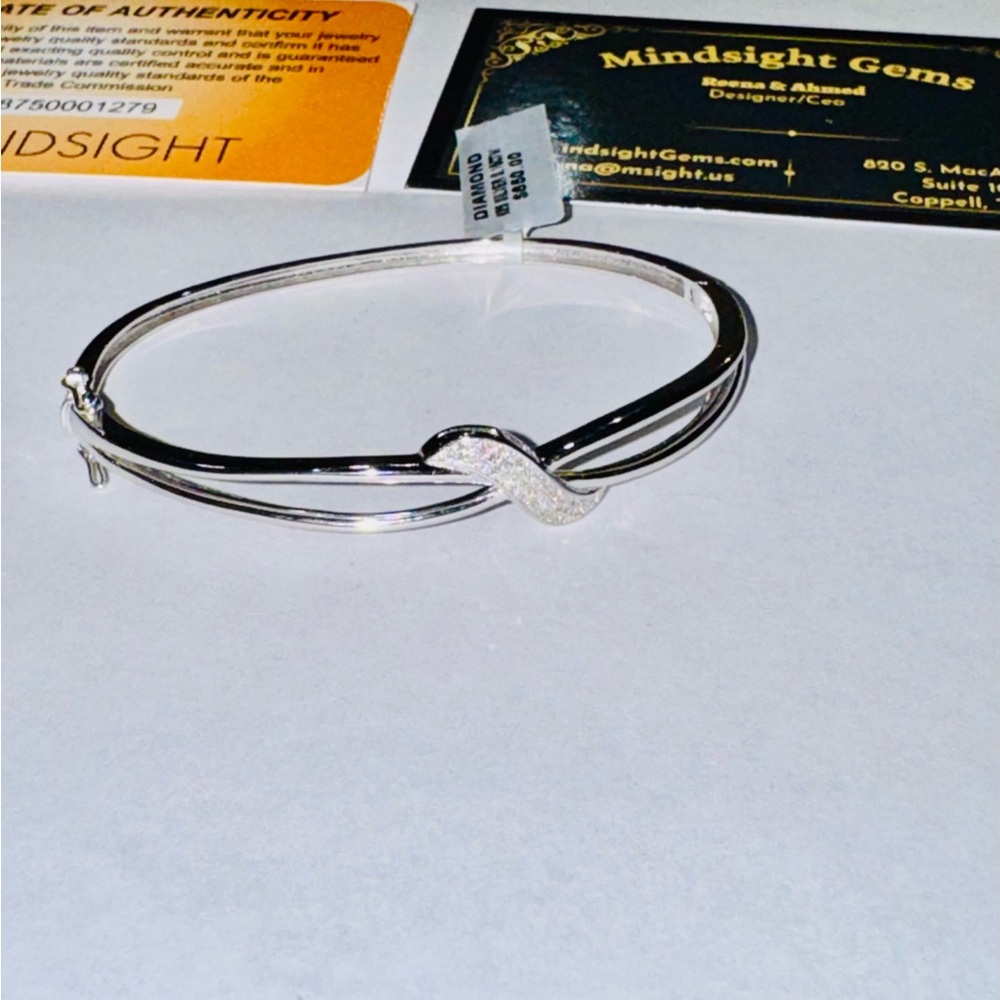 Real Diamond Bracelet Bangle, Gift for her, FREE APPRAISAL, Natural Diamond Gift - Picture 4 of 6